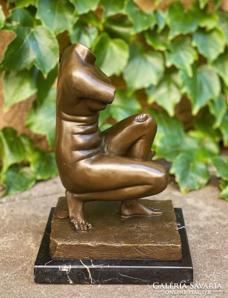Distorted female nude - bronze statue