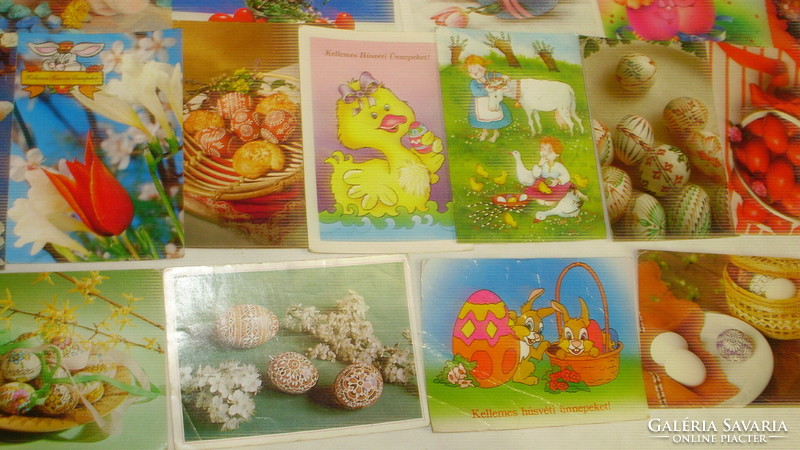 Thirty pieces of retro Easter postcards - written together - for creative recycling