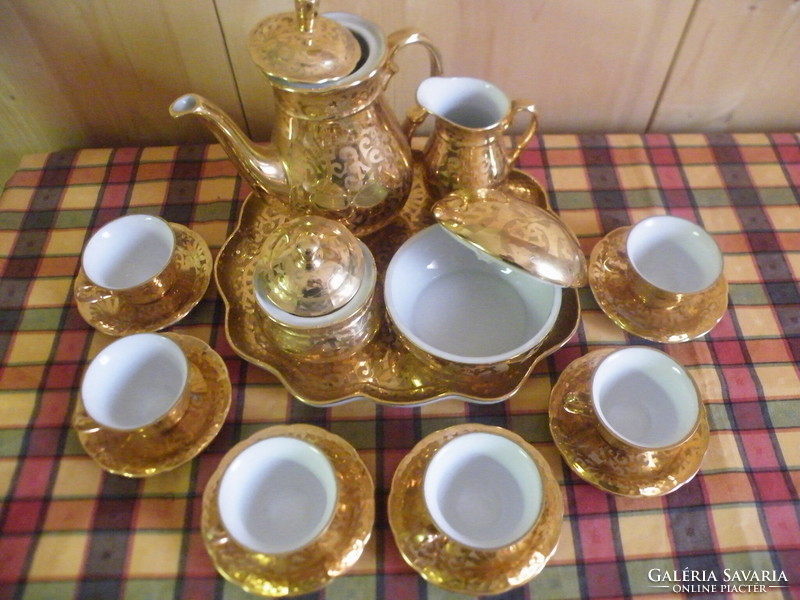 Old tk thun (Czechoslovakia) richly gilt, marked, hand painted, 6 r. Porcelain coffee set