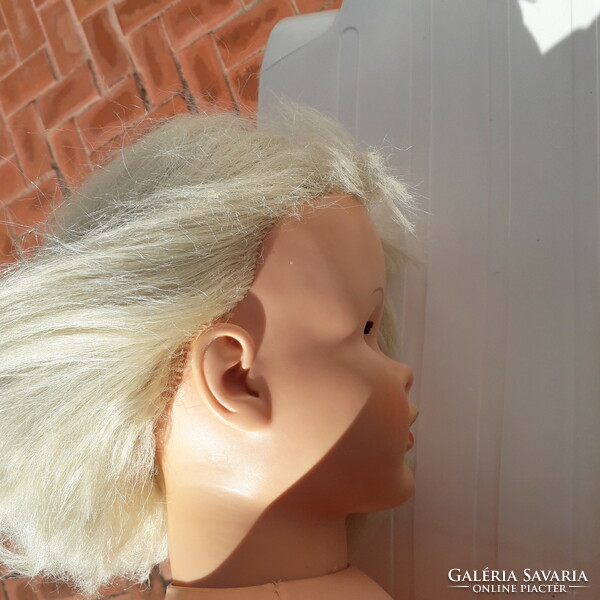 Retro walking doll, walking doll, life-size, with original clothes, plastic/rubber body.