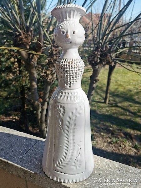 Nagy méretű, 44,5 cm retro kerámia figura, lány,  nehéz, masszív