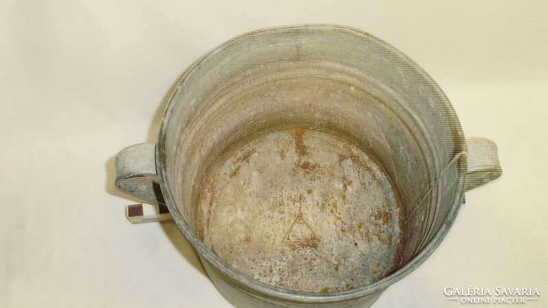 Old tin or galvanized sheet pot, washing pot - folk, peasant