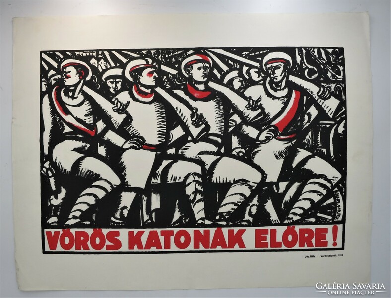 Béla Uitz (1887-1972): red soldiers forward! - Screen print of the Pest workshop