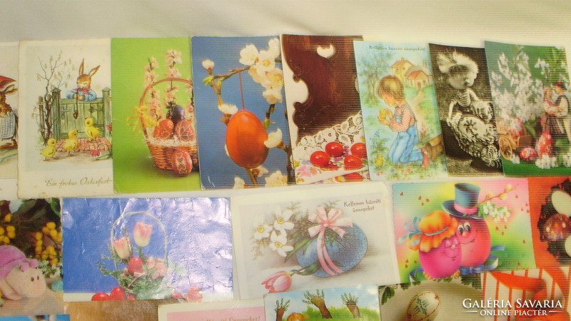 Thirty pieces of retro Easter postcards - written together - for creative recycling