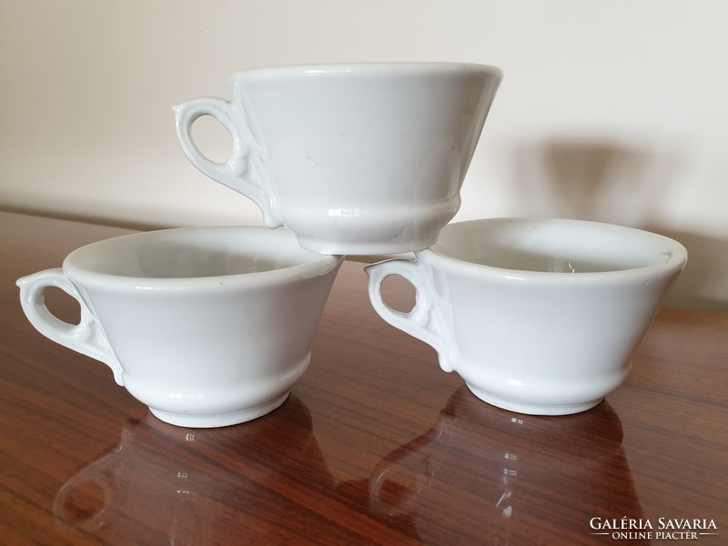 Antique 3 piece porcelain cup with thick walled old white mug