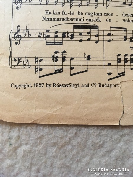 Antique sheet music!/1927/ Seven o'clock in the evening/ tango song. Permanent track of Fónó's band!!
