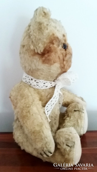 Old straw teddy bear skinny vintage teddy bear 26 cm