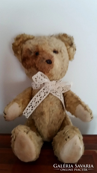Old straw teddy bear skinny vintage teddy bear 26 cm