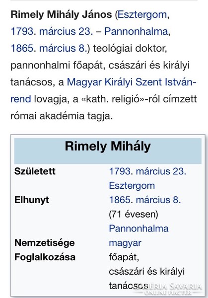 /1843/Rimely Mihály Urat Szent Mártoni Főapátnak Fölszentelné.Szent Benedek Szerzete. Özv Streibig