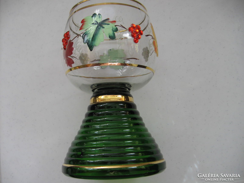 Römer glass decorated with rhinestones, gilding and hand painting