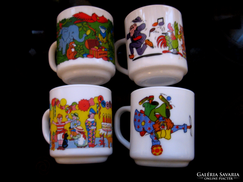 Collectible Arcopal France smarties and clown children's mugs