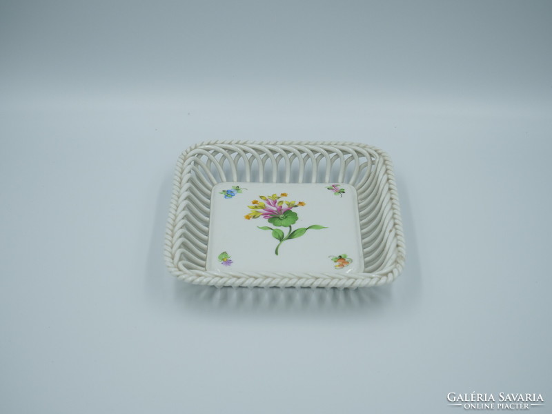 Large woven bowl with Herend flower pattern