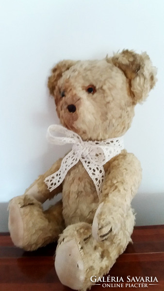 Old straw teddy bear skinny vintage teddy bear 26 cm