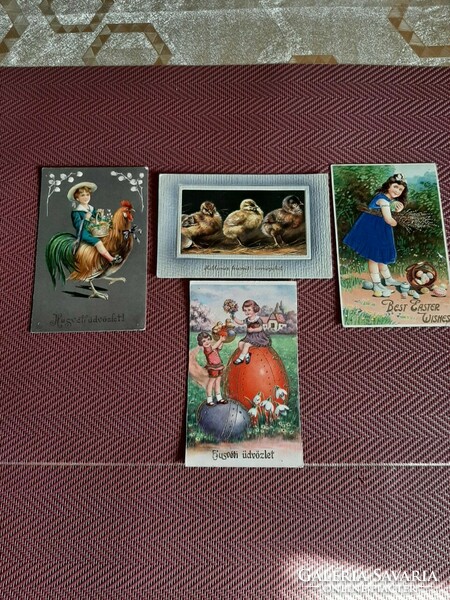 Easter, postcards, greetings, foreign, embossed, with stamp, mailable