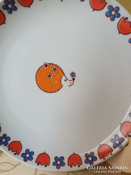 Hollóházi rare hedgehog tale children's flat plate