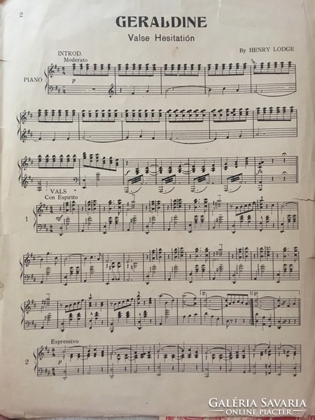 Antique sheet music! Geraldine/. Valpe hesitatiön/ henry lodge