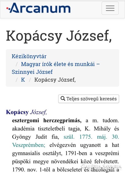/1839/Kopácsy József Esztergomi Herczegprímás//Beavatási ünnepségére készült beszéd!!1839. Budae