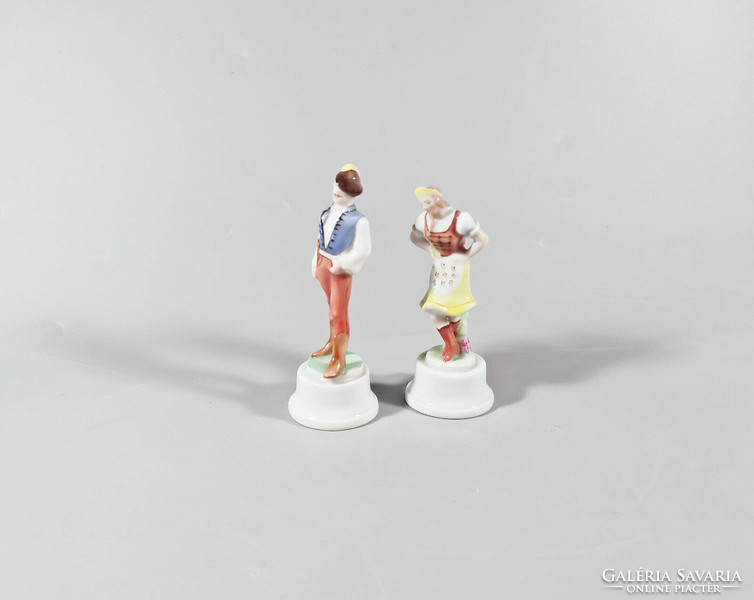 Herend, young couple in folk costume, folklore, hand-painted porcelain figurines, flawless! (J014)