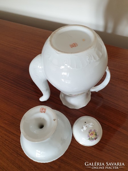 Old victoria austria porcelain pouring jug pansy pattern small base bowl 2 pcs
