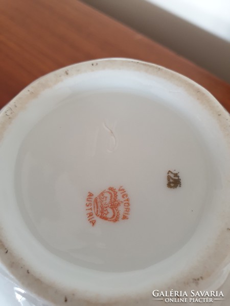 Old victoria austria porcelain pouring jug pansy pattern small base bowl 2 pcs