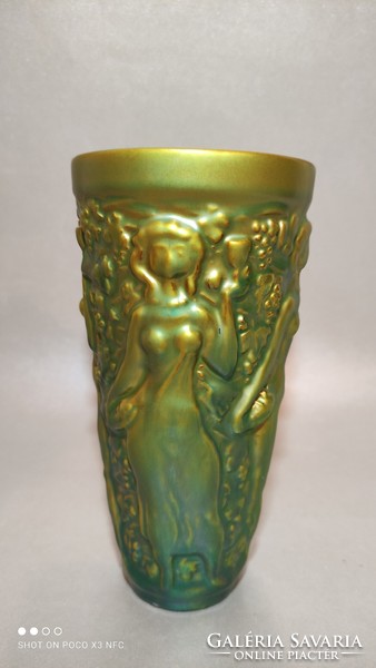 Now it's worth it! Zsolnay glass vase porcelain green eosin vintage glass