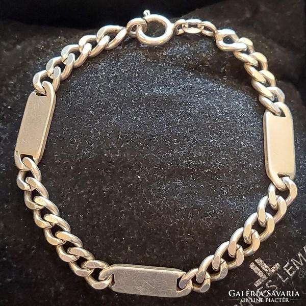 Very nice large Italian silver bracelet with engraved plates
