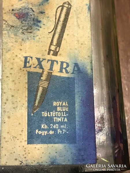 Royal blu fountain pen ink. Ink bottle. Approx. 240 ml. Old ink bottle. Size: 15x7 cm