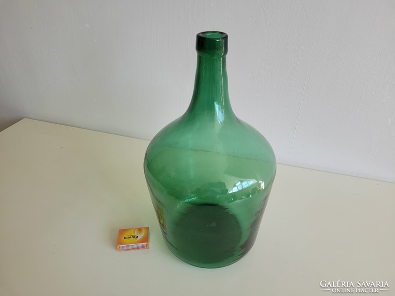 Régi nagy méretű 5 literes zöld borosüveg üveg üvegpalack ballon palack