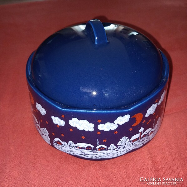 Cobalt blue lid, German porcelain, biscuit holder, storage