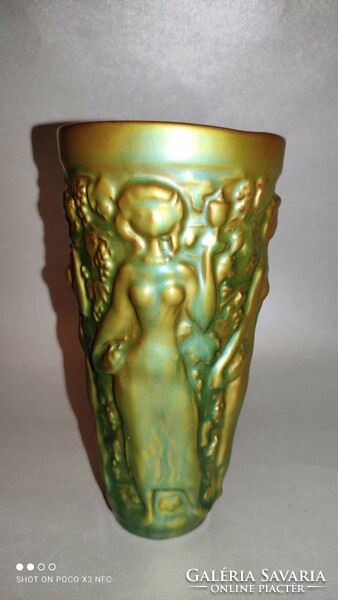 Most megéri! Zsolnay pohár váza porcelán zöld eozin szüretelő pohár
