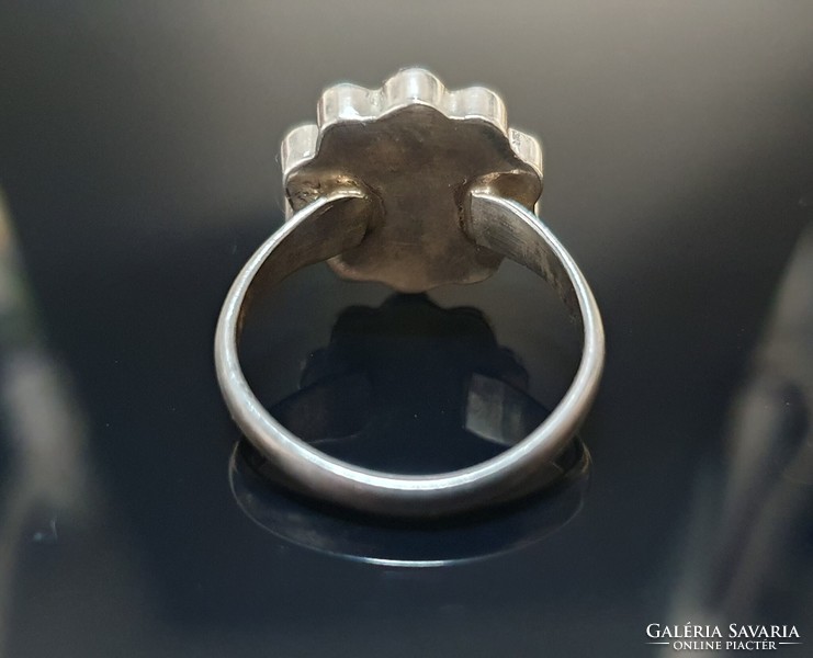 Zuni Indián -USA- Türkiz Koráll Gyöngyház Onyx Berakásos Gyűrű I.