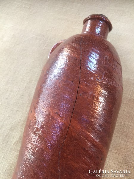 Ceramic water and medicinal water bottle, butelia, with German inscription, handmade (79/2)