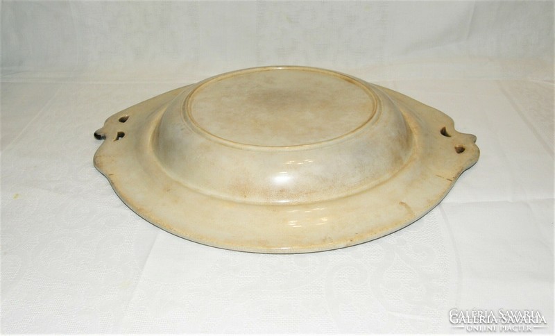 Antik XIX. sz. majolika kínáló tál - Asztalközép - 34 cm
