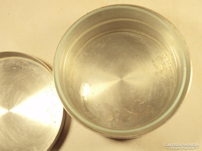 2 old retro laboratory glass jars in an aluminum box