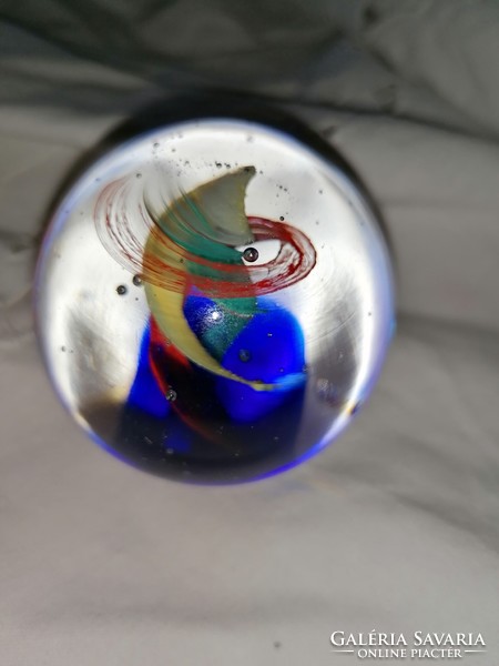 Spherical, colored glass table decoration, letter weight