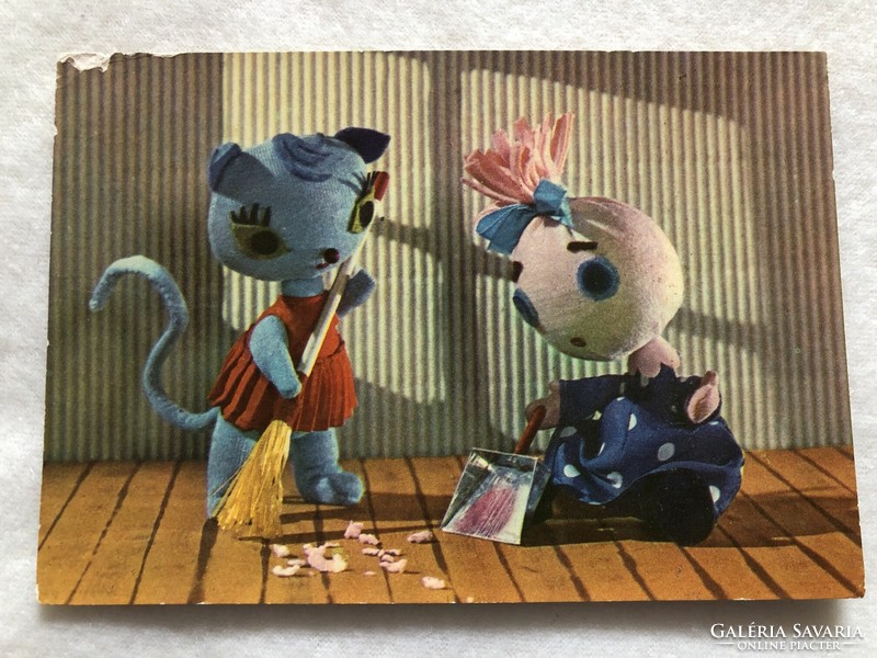 Old postcard - puppet design: bródy - Lévai -5.