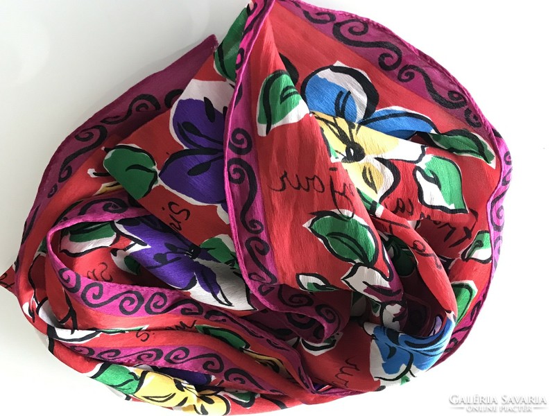 Oscar de la renta silk scarf with bright colors, 130 x 27 cm