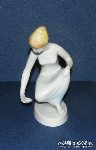 Dipper girl in pale blue dress older i.O. Raven house porcelain