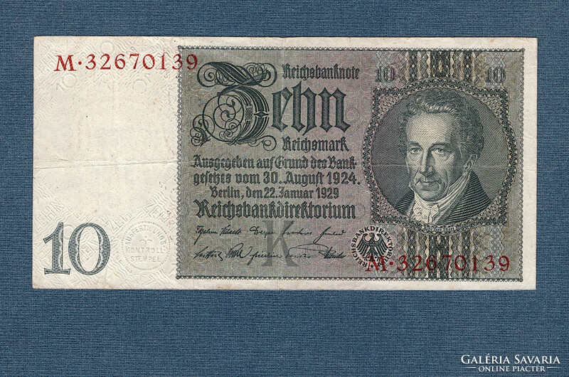 10 Reichsmark 1929 azaz 10 Német Birodalmi Márka