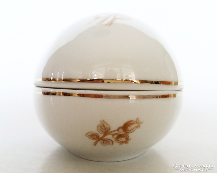 Régi Hollóházi porcelán nagy méretű húsvéti tojás nagy bonbonier virágos cukortartó 14,5 cm