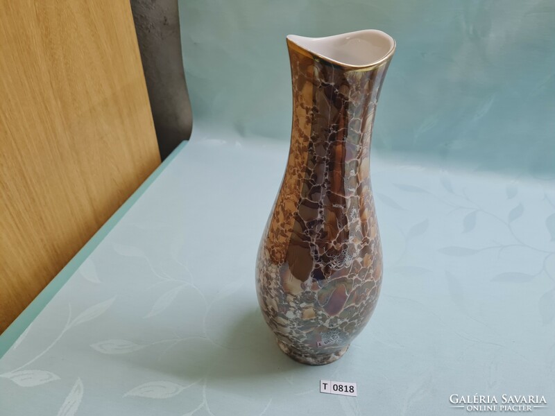 T0818 Hollóházi lüszteres váza MHSZ Tatabánya