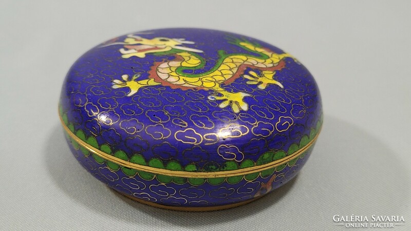 Chinese Dragon Enamel Copper Jewelry Box