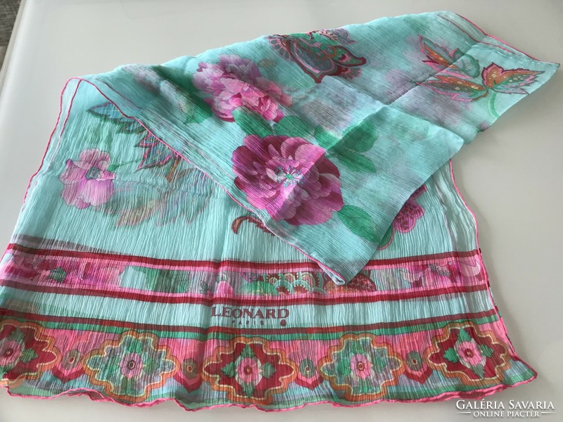 Leonard paris silk scarf with a beautiful pattern, 170 x 50 cm