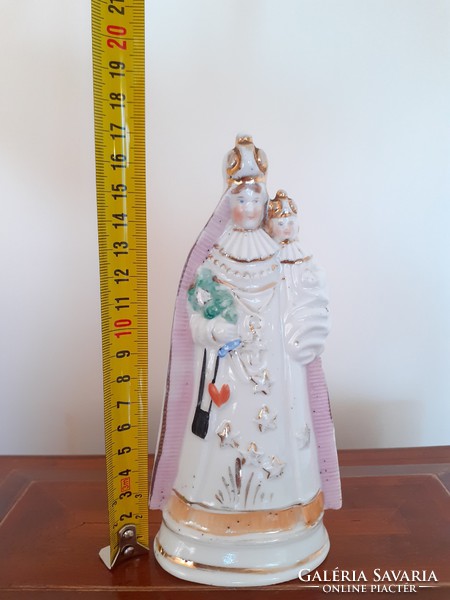 Antik porcelán Mária szobor régi kegytárgy 17 cm