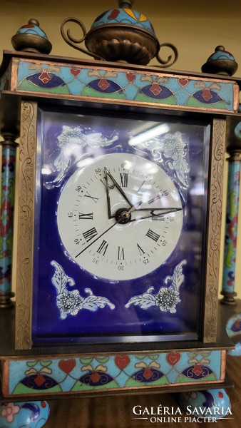 Enameled bronze special table clock