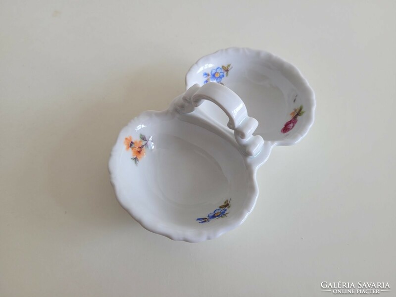 Old Zsolnay porcelain salt shaker with floral spiced table salt and pepper dispenser
