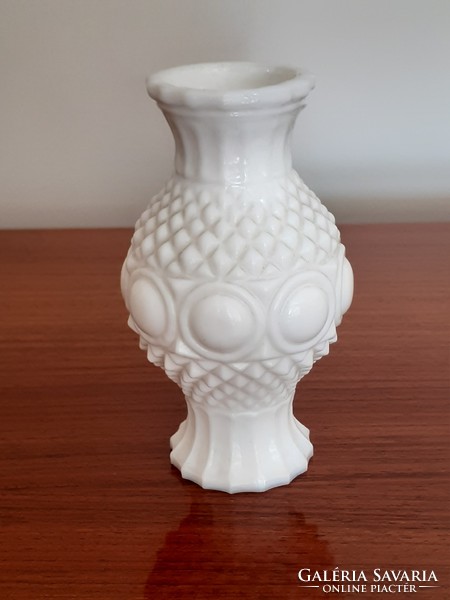 Old white chalcedony glass vase cast glass milk glass vase