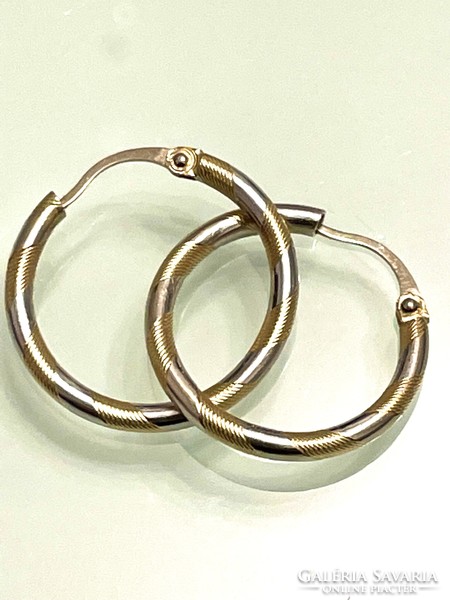 14K gold hoop earrings (yellow and white)