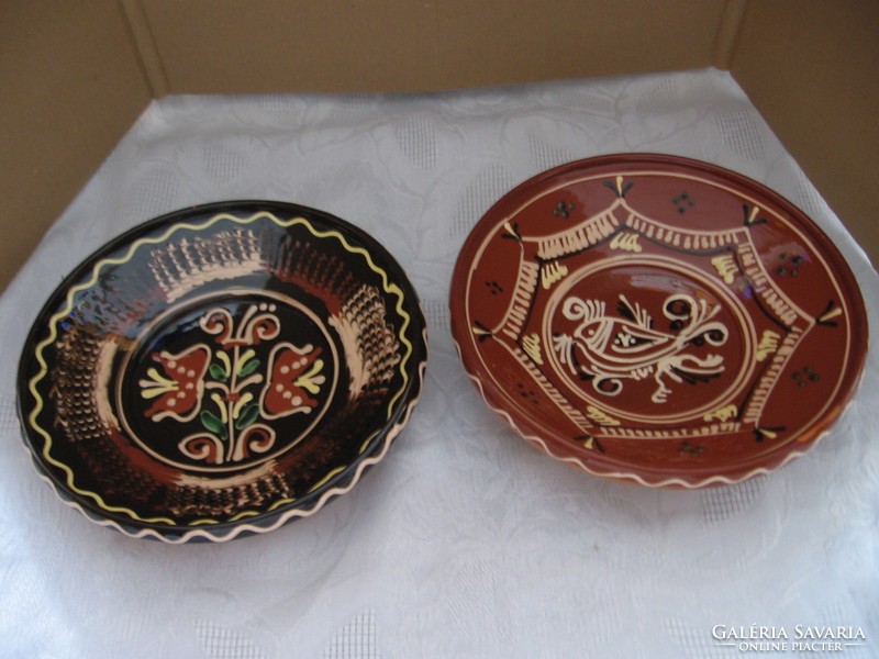 Folk tile wall plates with bird, rooster and flower steig