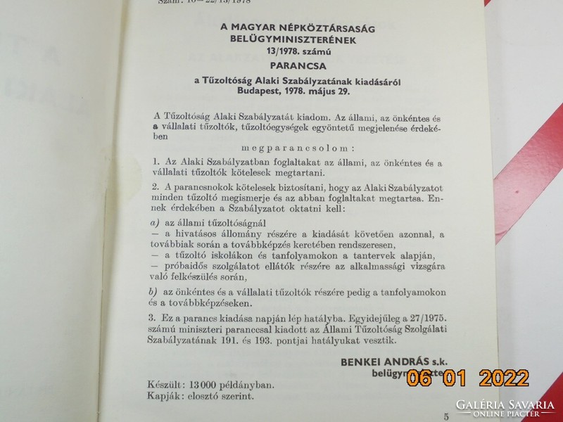 Belügyminisztérium Tűzoltóság Országos Parancsnokság A tűzoltóság alaki szabályzata 1978